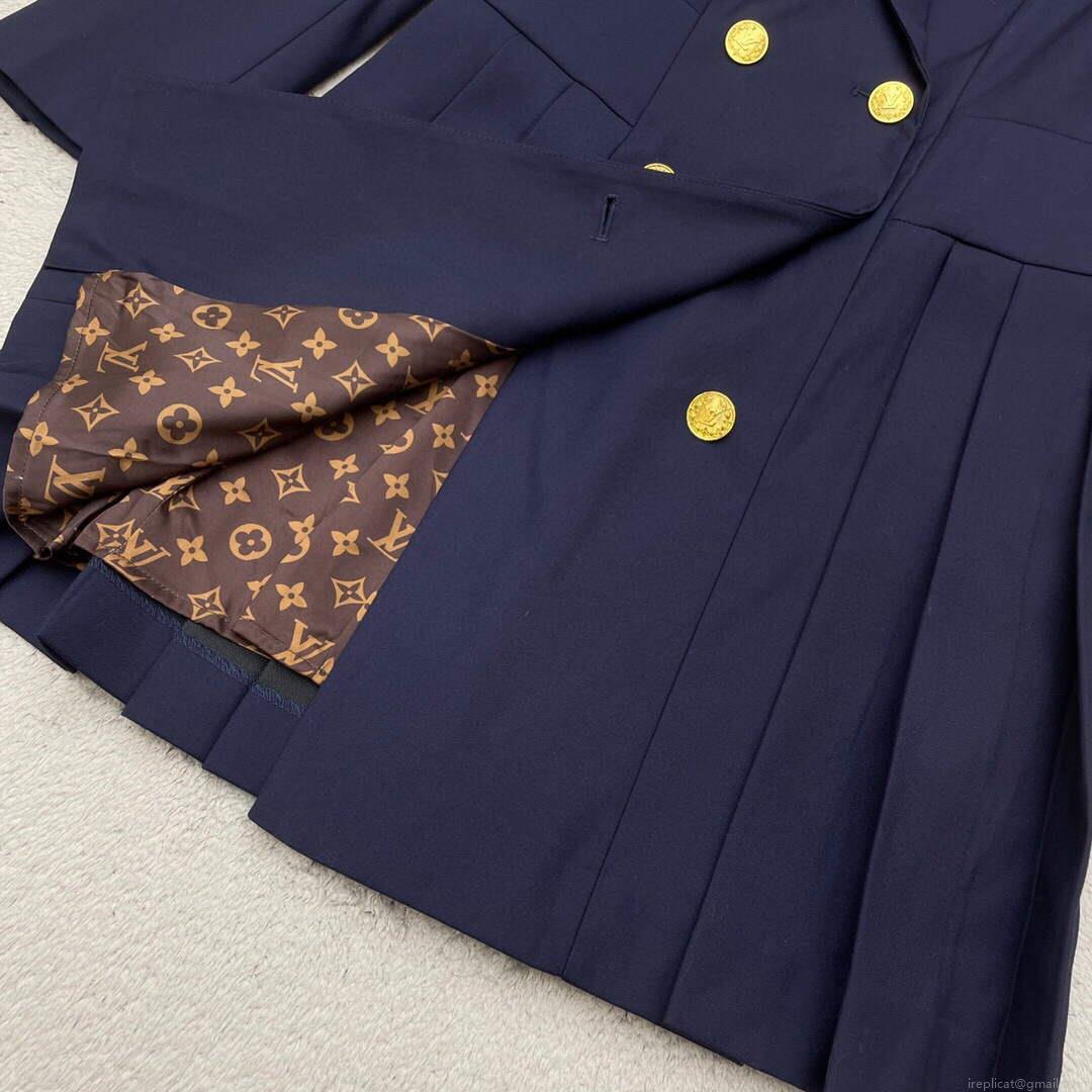 LV 1AA8SM Louis Vuitton Women’s Fashion Clothing Pleated Suit Dress L55722