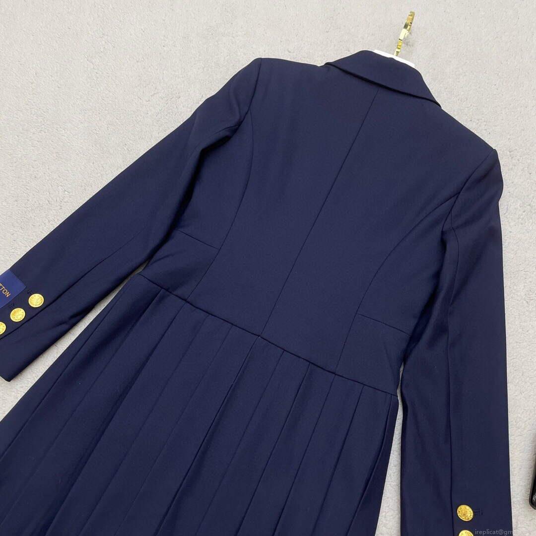 LV 1AA8SM Louis Vuitton Women’s Fashion Clothing Pleated Suit Dress L55722