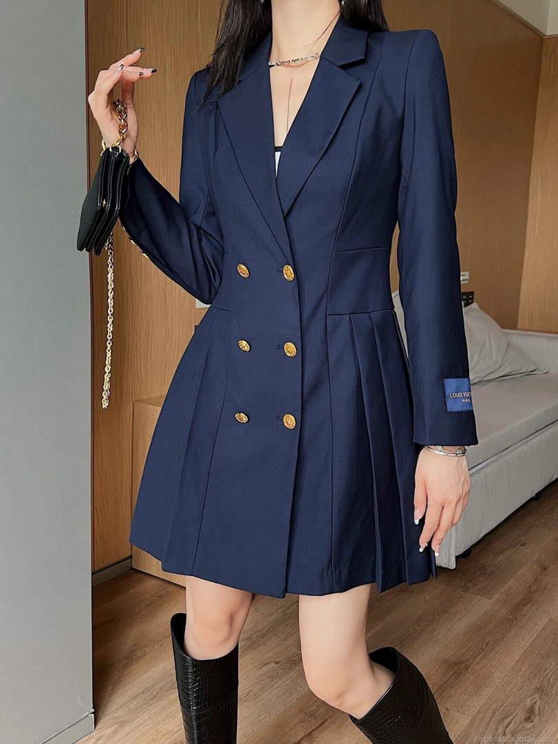 LV 1AA8SM Louis Vuitton Women’s Fashion Clothing Pleated Suit Dress L55722