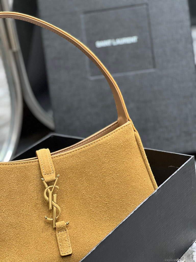 YSL LE5À7 657228 Hobo Bag In Sable Suede calfskin Apricot