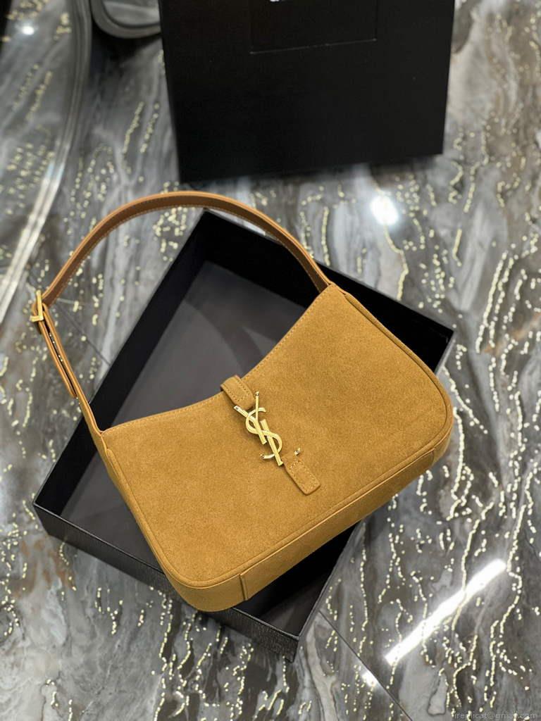 YSL LE5À7 657228 Hobo Bag In Sable Suede calfskin Apricot