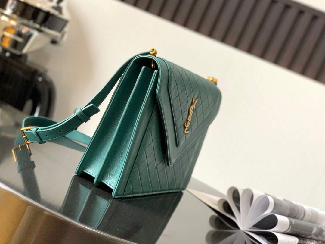 YSL 668863 Gaby Satchel In Quilted Lambskin SEA turquoise