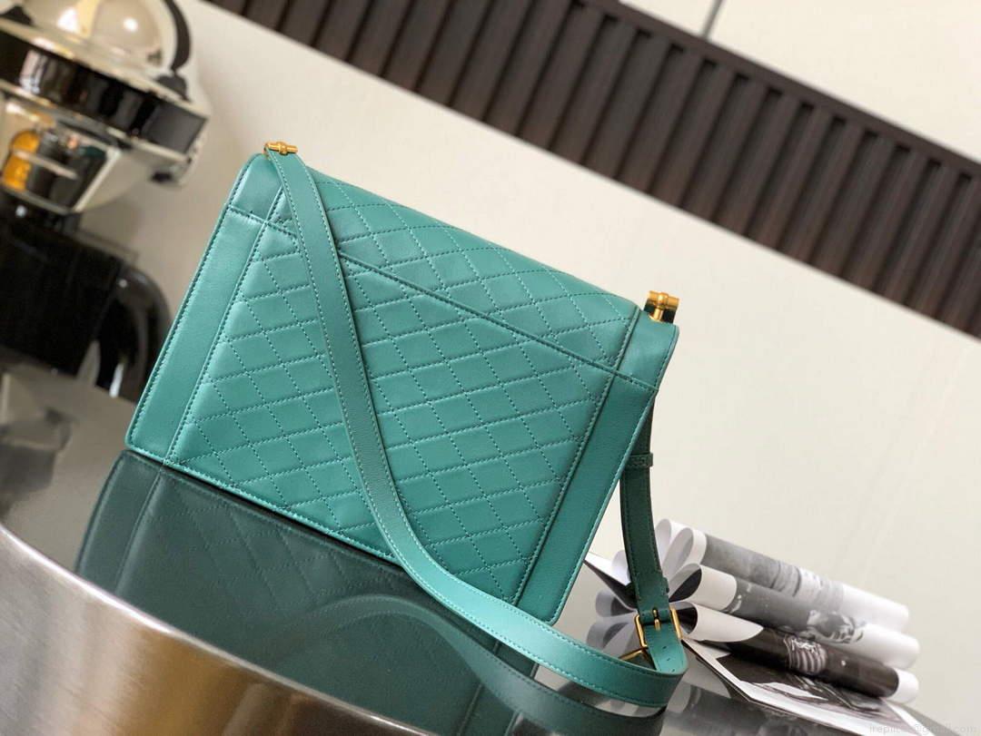 YSL 668863 Gaby Satchel In Quilted Lambskin SEA turquoise