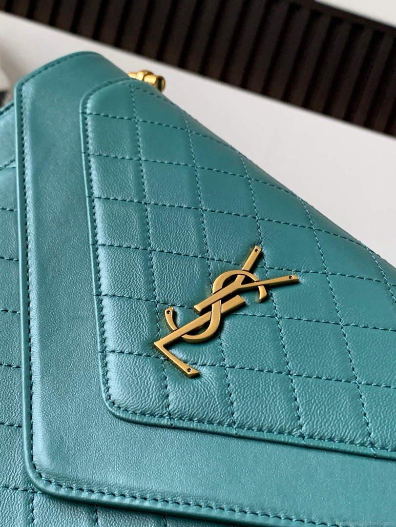 YSL 668863 Gaby Satchel In Quilted Lambskin SEA turquoise
