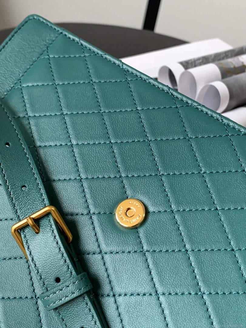 YSL 668863 Gaby Satchel In Quilted Lambskin SEA turquoise