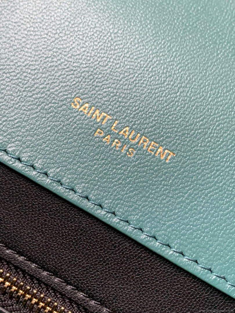 YSL 668863 Gaby Satchel In Quilted Lambskin SEA turquoise