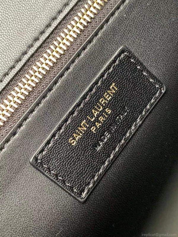 YSL 695724 Gaby Satchel In Crocodile-Embossed Lacquered Leather And Lambskin black