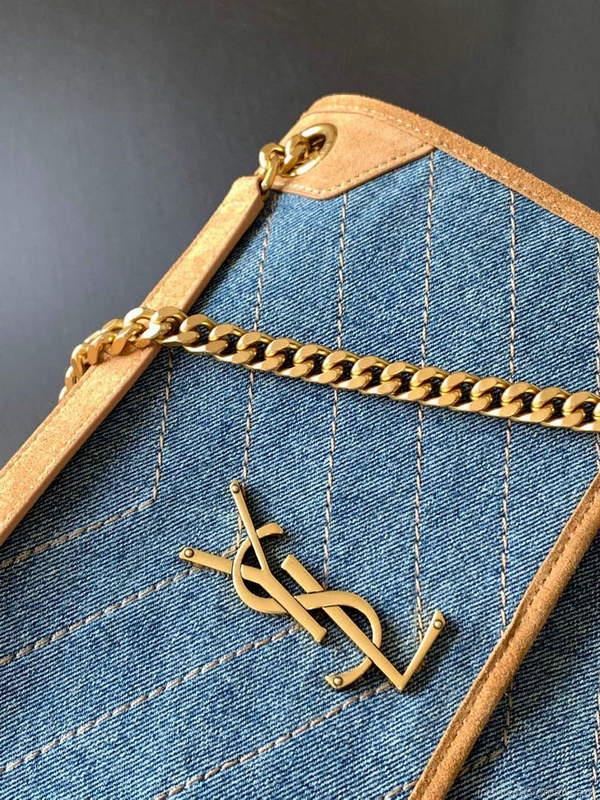YSL 633158 Niki Medium Chain Bag Denim with leather