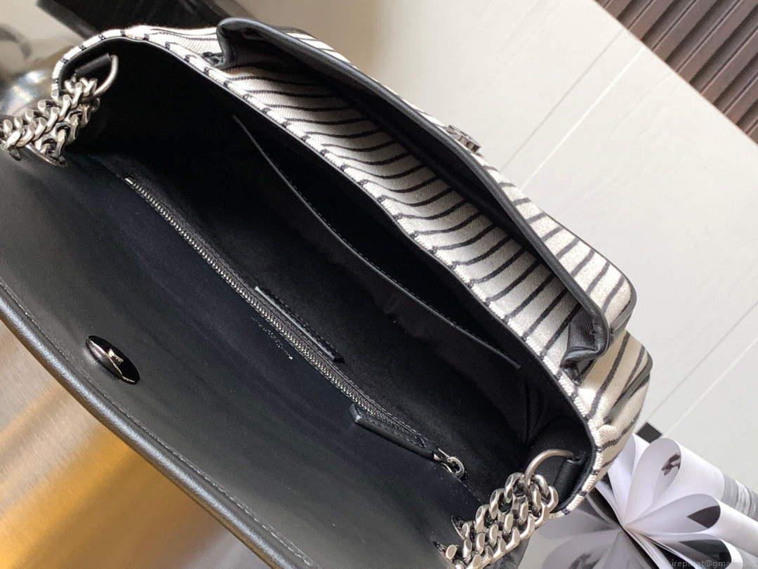 YSL 633158 Niki Medium Chain Bag Canvas And Smooth Leather