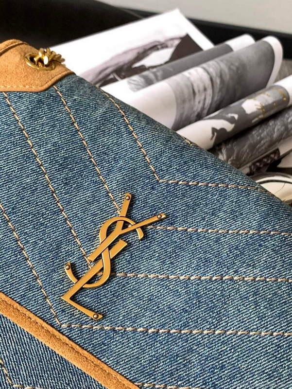 YSL 633151 Niki Baby Chain Bag Denim with leather