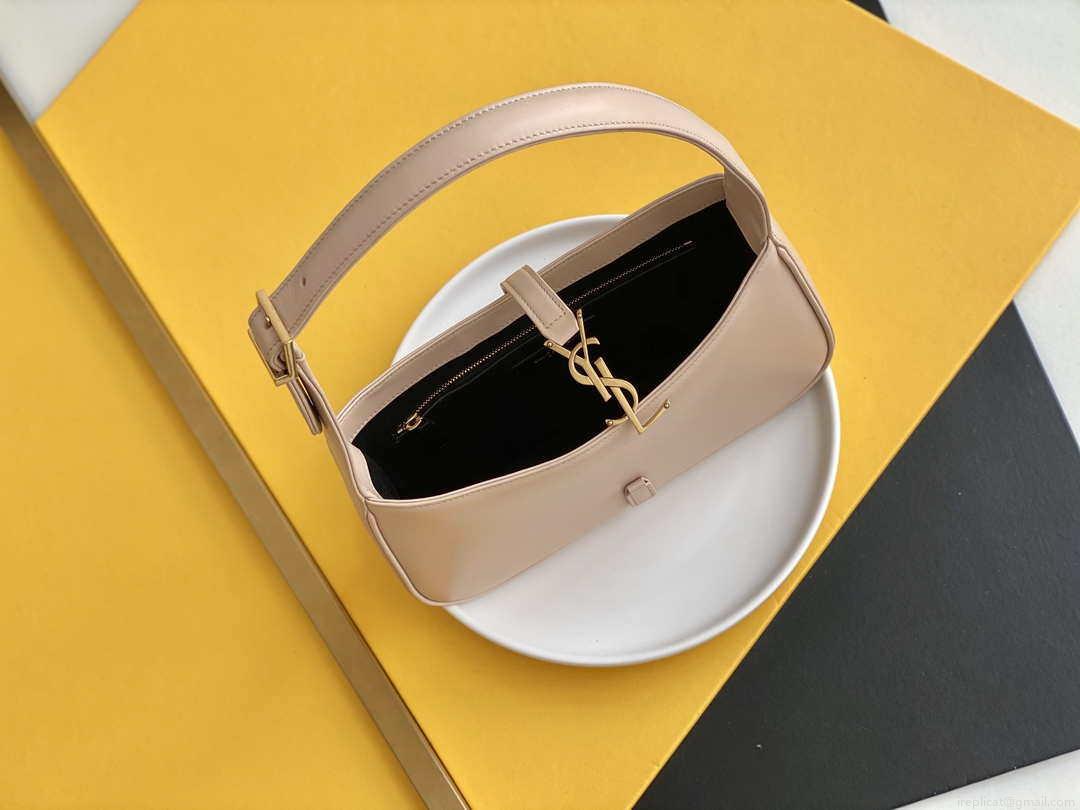 YSL LE5À7 657228 Hobo Bag In Crocodile Embossed Shiny Leather Pink