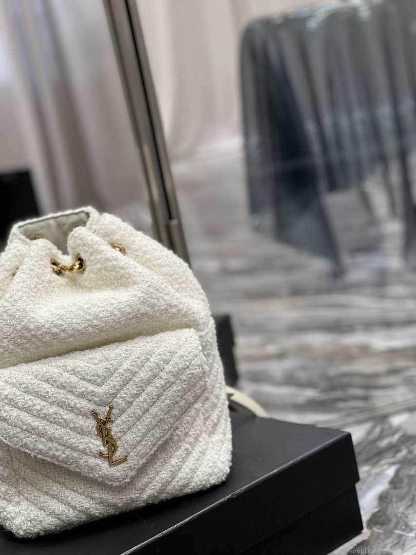 YSL 672609 Joe Backpack In Woolen White