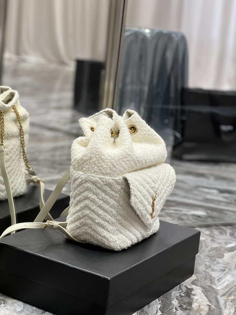 YSL 672609 Joe Backpack In Woolen White