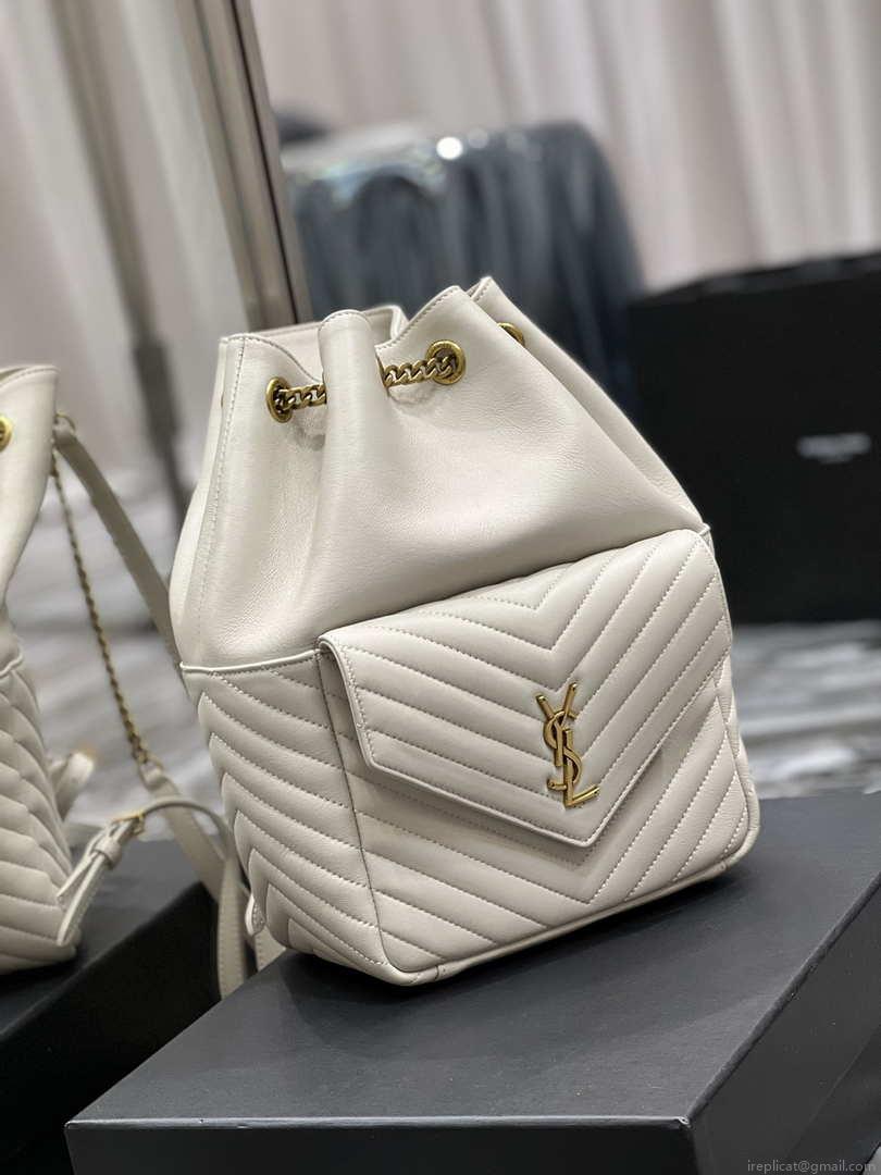 YSL 672609 Joe Backpack In Lambskin White