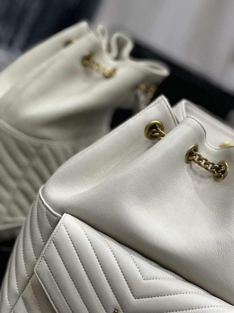 YSL 672609 Joe Backpack In Lambskin White