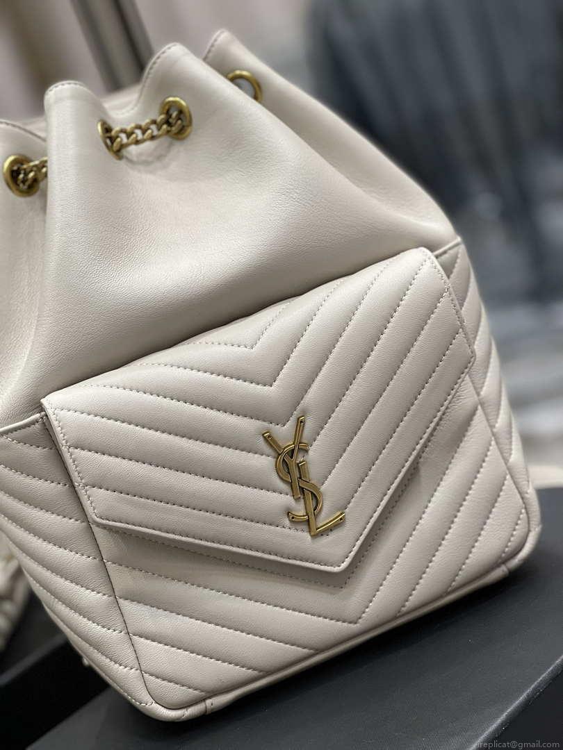 YSL 672609 Joe Backpack In Lambskin White