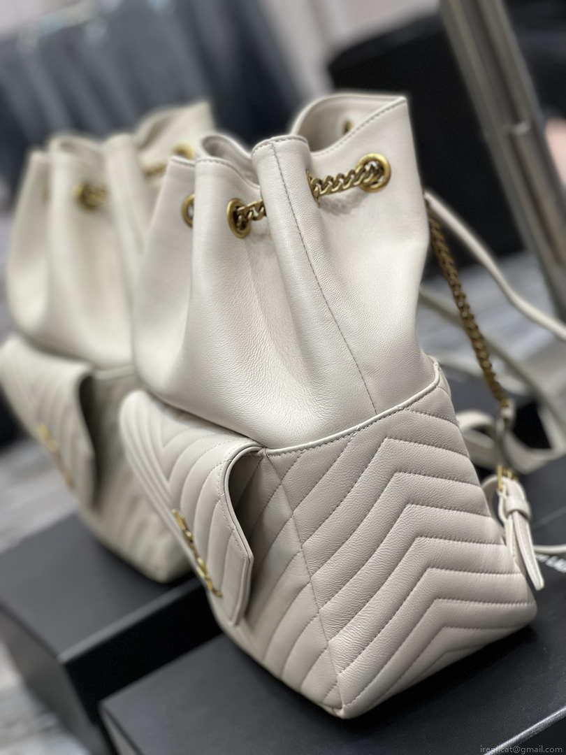 YSL 672609 Joe Backpack In Lambskin White