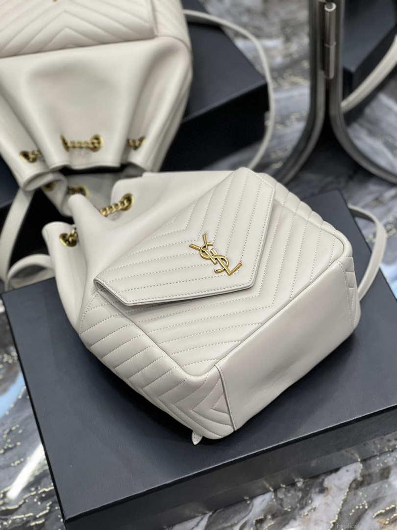 YSL 672609 Joe Backpack In Lambskin White