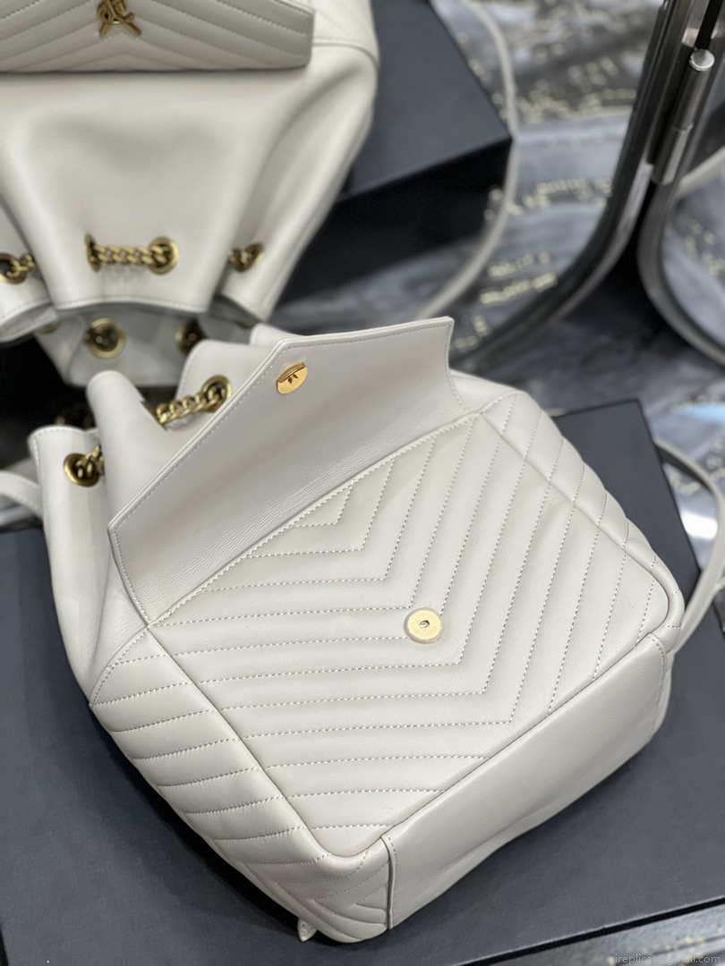YSL 672609 Joe Backpack In Lambskin White