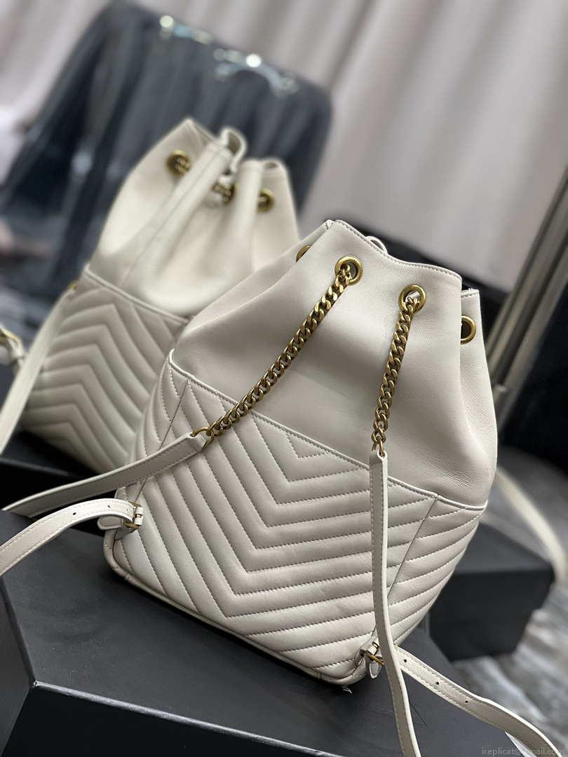 YSL 672609 Joe Backpack In Lambskin White