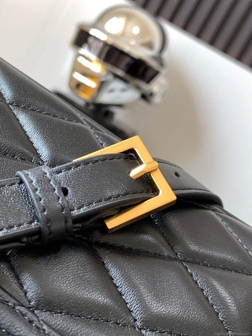 YSL 710080 June Box Bag In Quilted Patent Leather Black