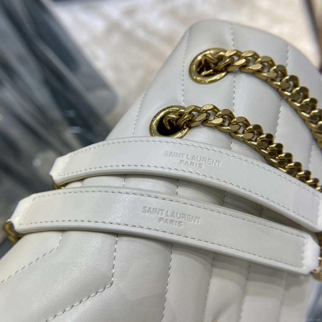 YSL 487216 Saint Laurent Loulou Medium Bag In Y-Quilted Leather 574946 White Gold