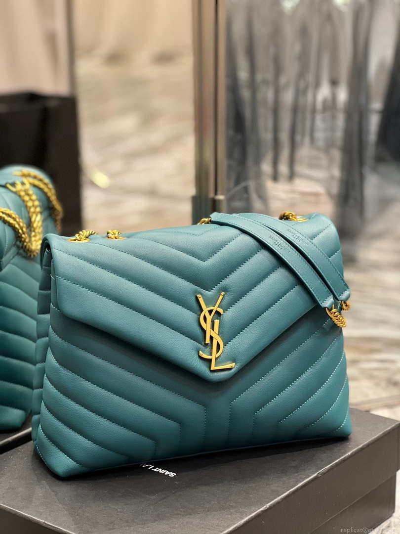 YSL 574946 Saint Laurent Loulou Medium Bag In Y-Quilted Leather pine green