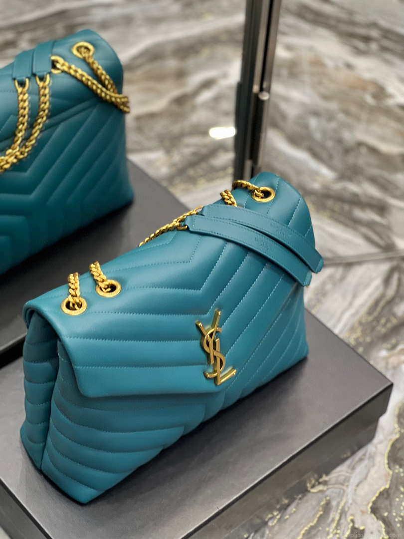 YSL 574946 Saint Laurent Loulou Medium Bag In Y-Quilted Leather pine green