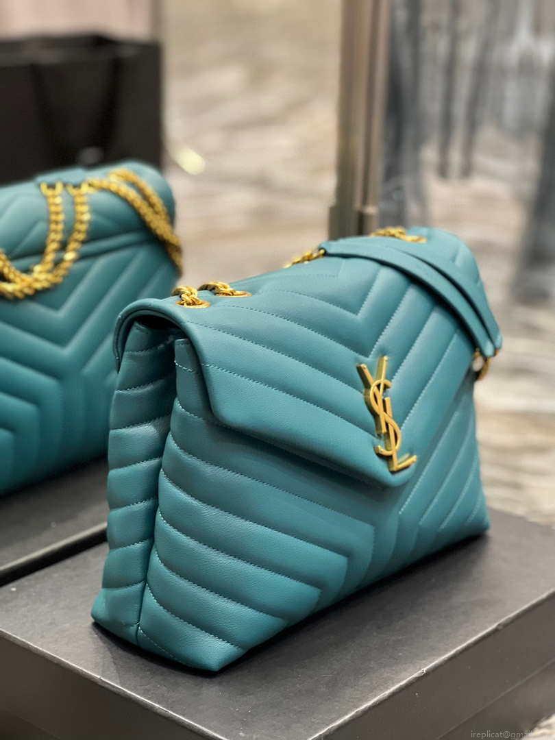 YSL 574946 Saint Laurent Loulou Medium Bag In Y-Quilted Leather pine green