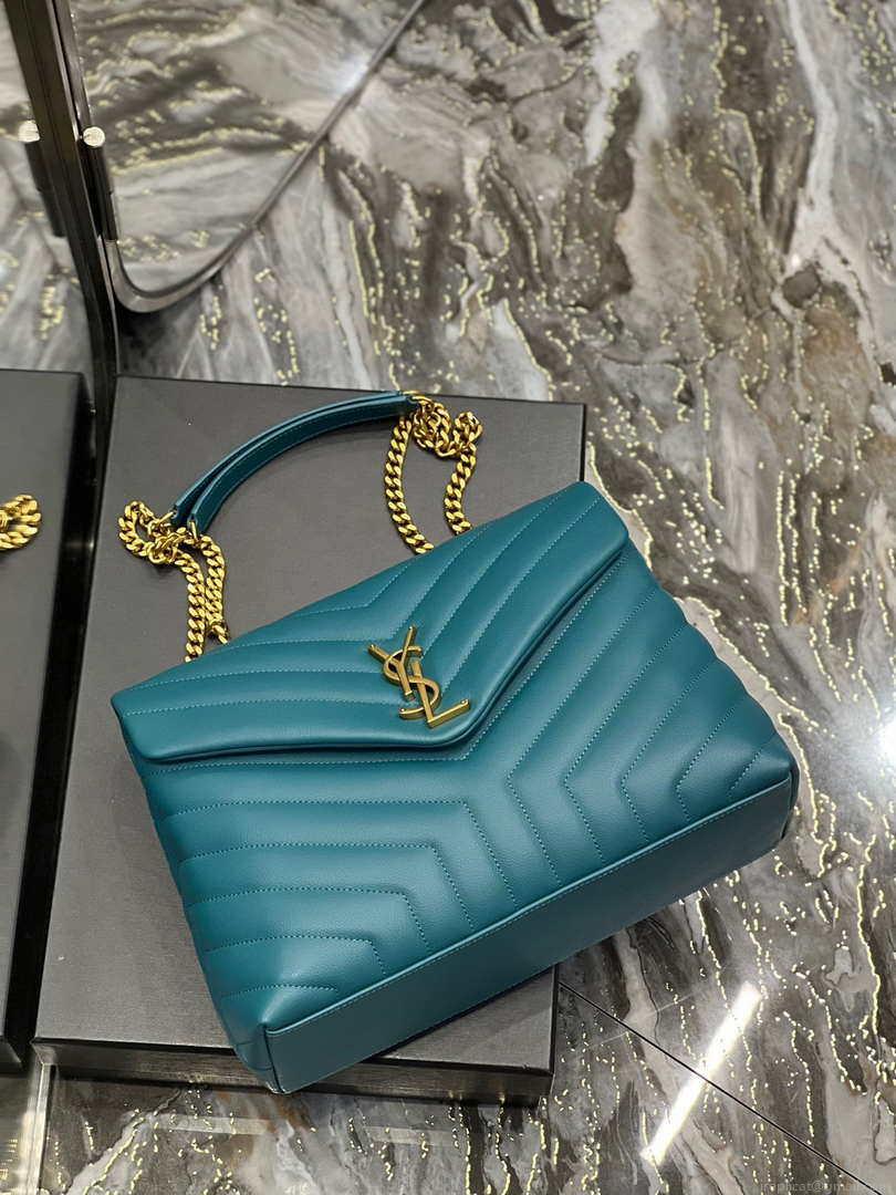 YSL 574946 Saint Laurent Loulou Medium Bag In Y-Quilted Leather pine green