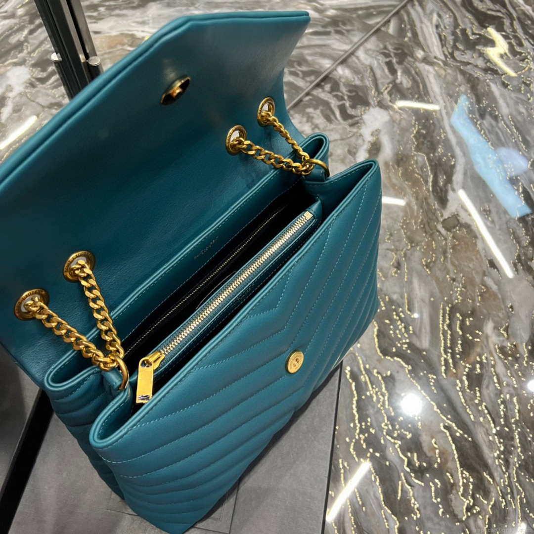 YSL 574946 Saint Laurent Loulou Medium Bag In Y-Quilted Leather pine green