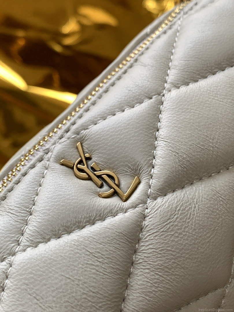YSL 699703 Sade Mini Tube Bag In Quilted Lambskin White