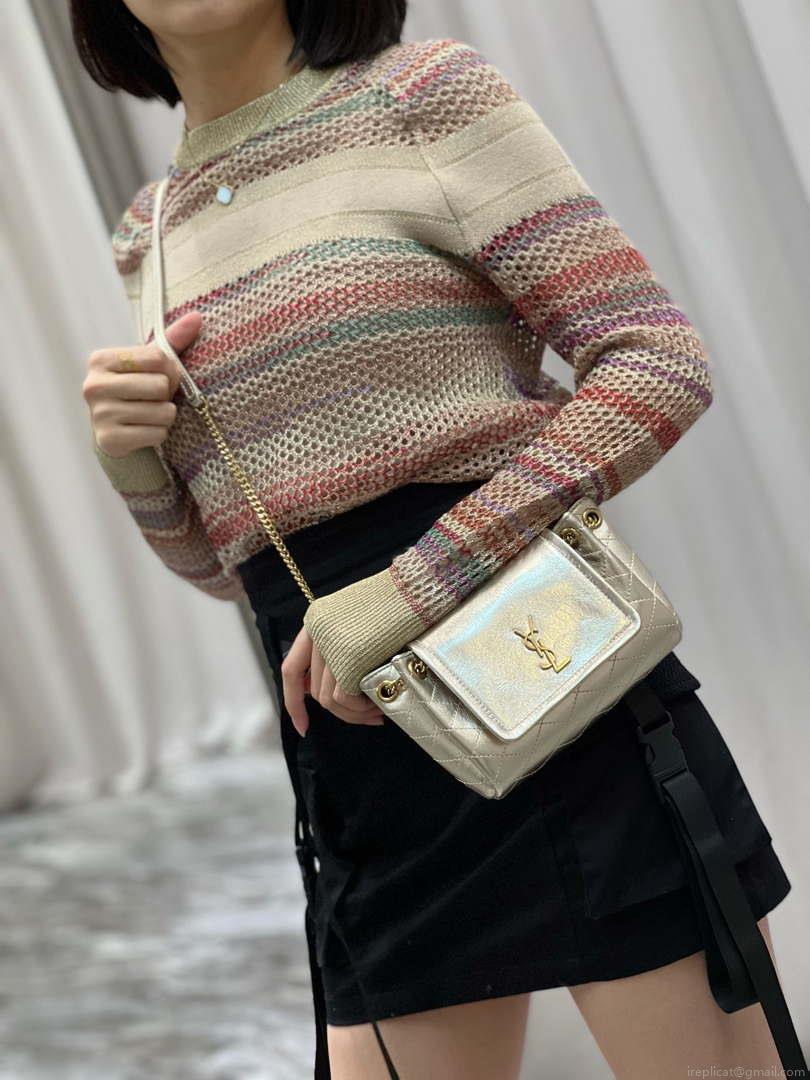 YSL 6727381 Mini Nolita In Lambskin Gold