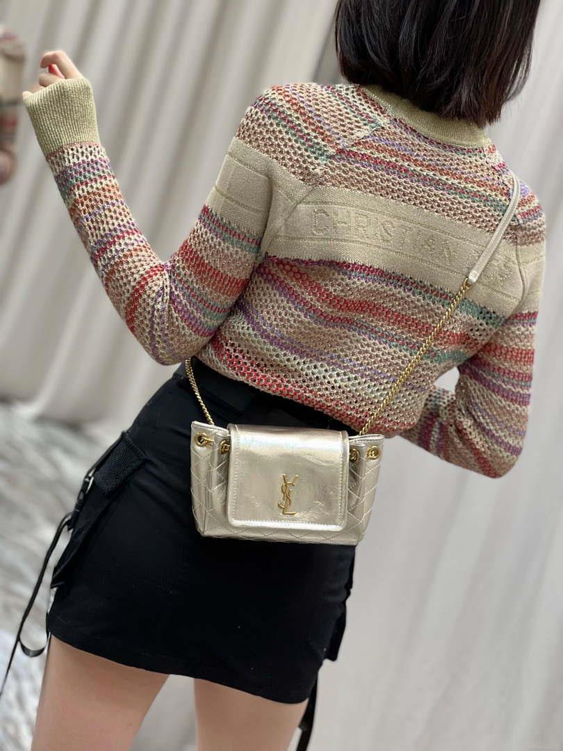 YSL 6727381 Mini Nolita In Lambskin Gold