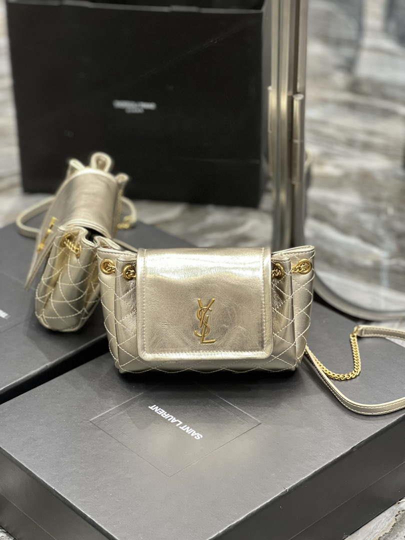 YSL 6727381 Mini Nolita In Lambskin Gold