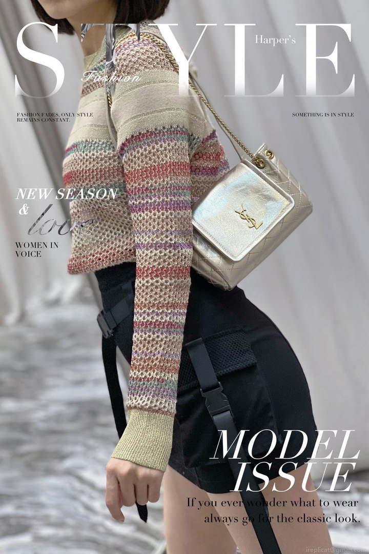 YSL 6727381 Mini Nolita In Lambskin Gold