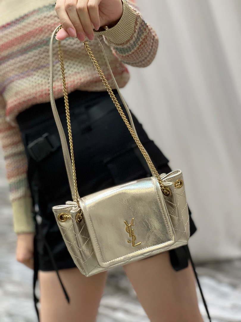 YSL 6727381 Mini Nolita In Lambskin Gold
