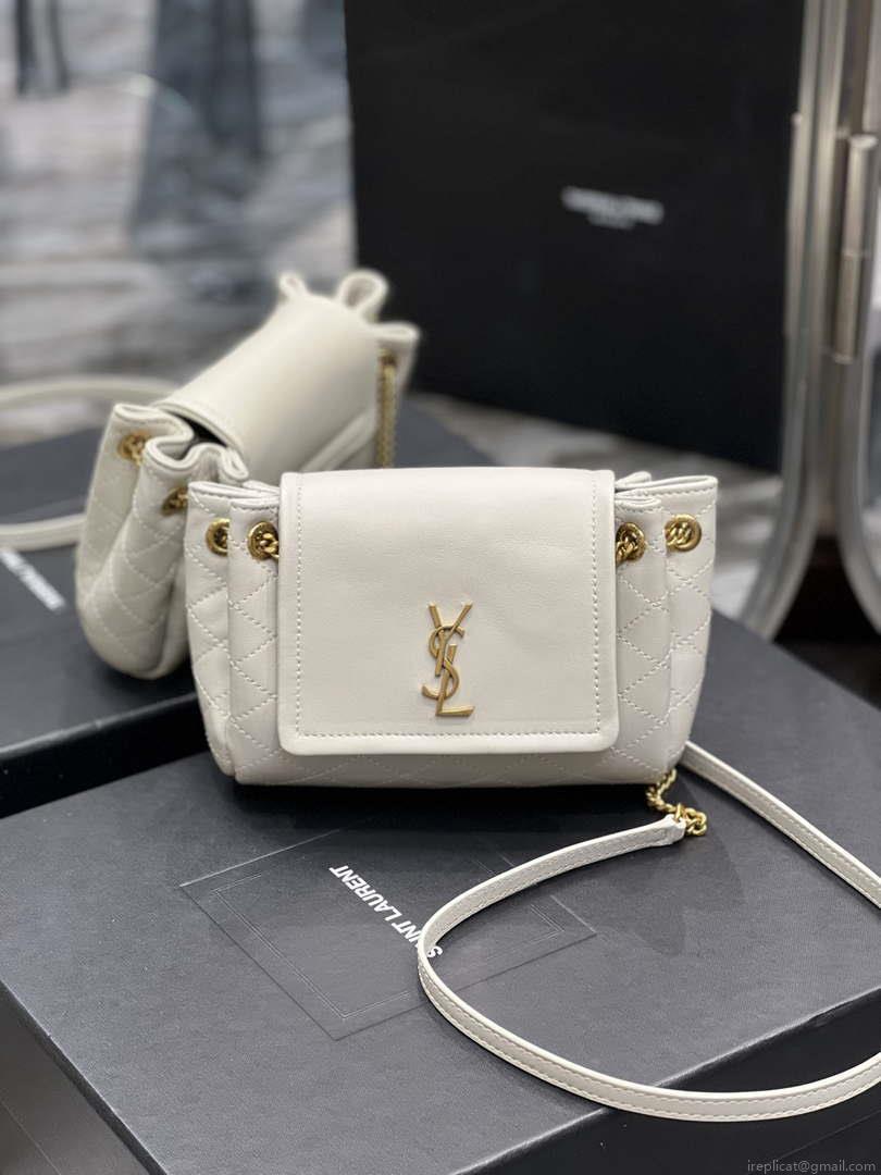 YSL 6727381 Mini Nolita In Lambskin White