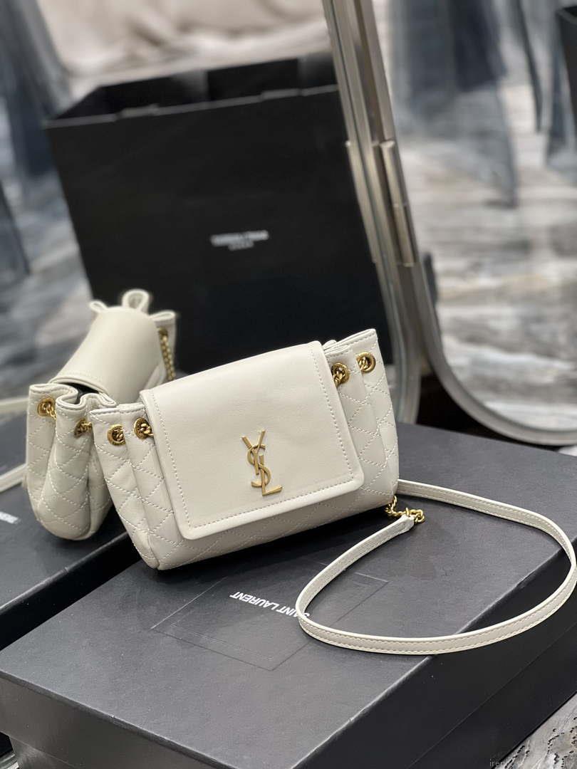 YSL 6727381 Mini Nolita In Lambskin White