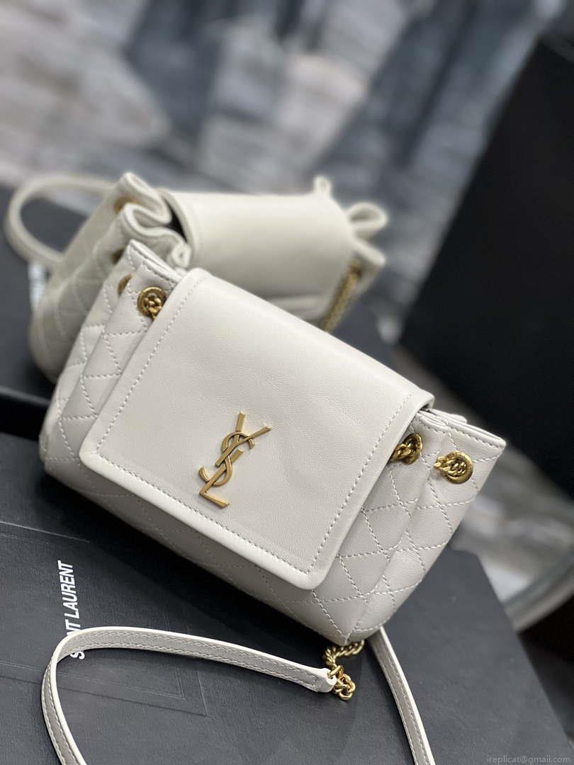 YSL 6727381 Mini Nolita In Lambskin White