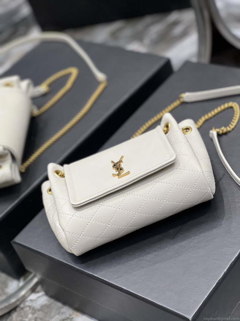 YSL 6727381 Mini Nolita In Lambskin White