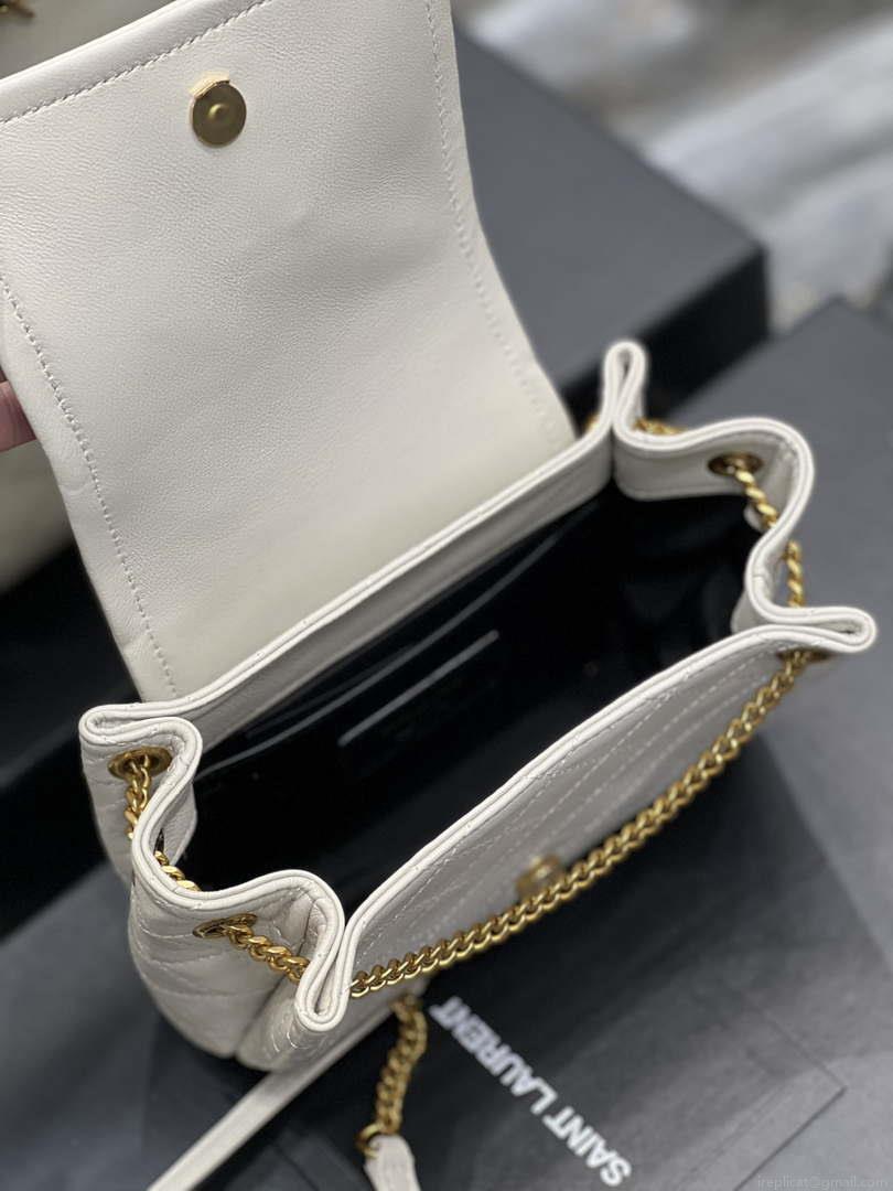 YSL 6727381 Mini Nolita In Lambskin White