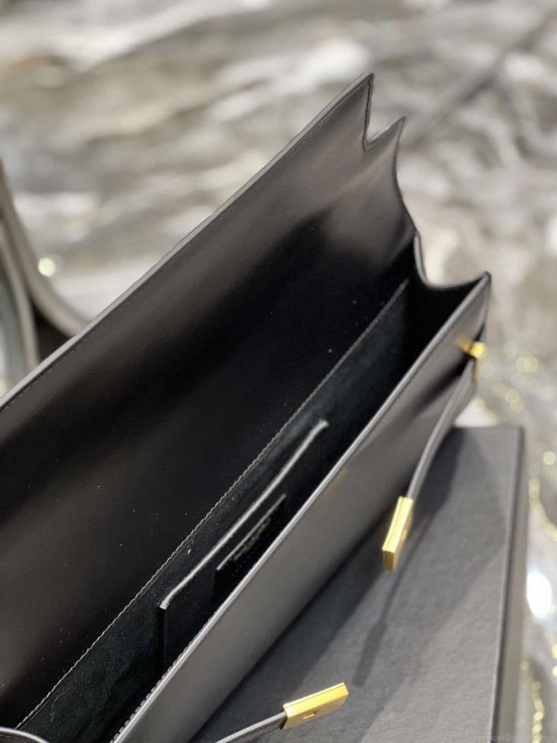 YSL 695949 Manhattan Clutch In Box Saint Laurent Leather Black