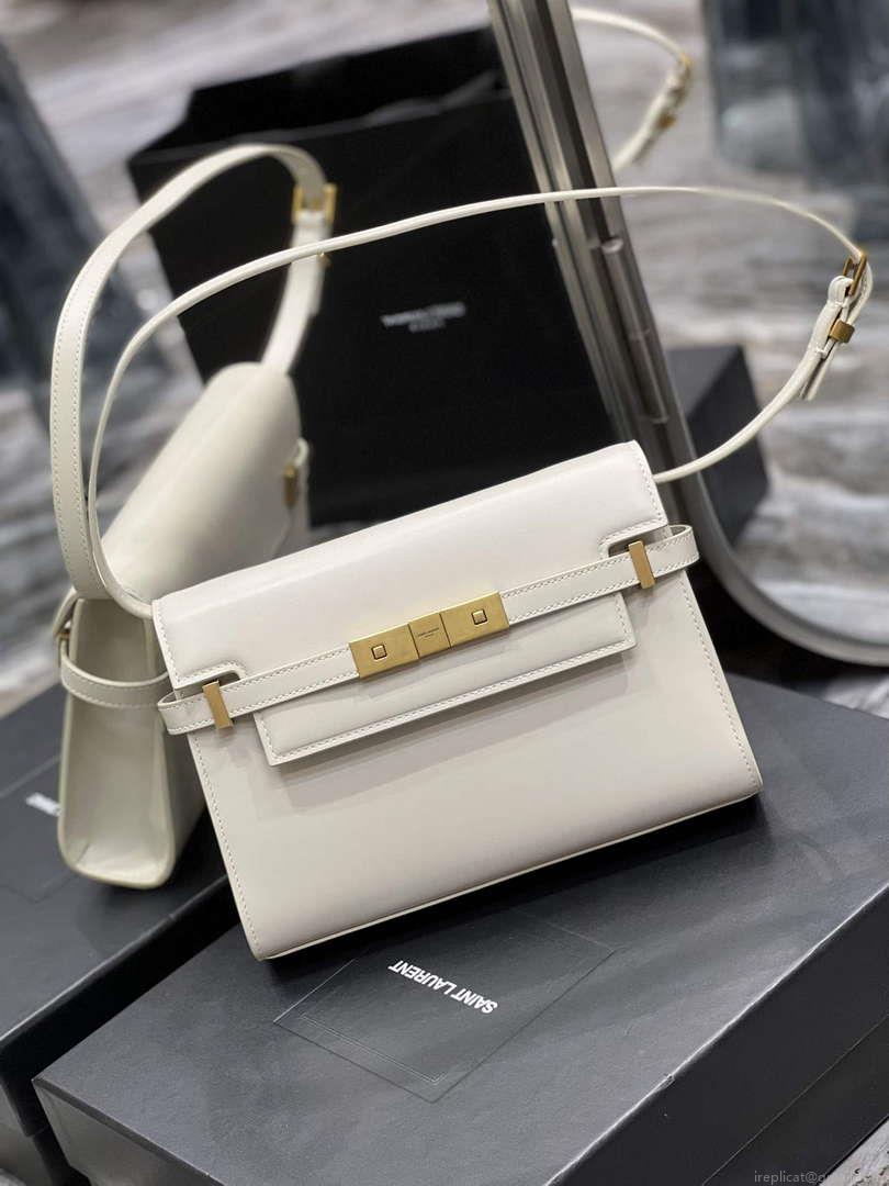 YSL 675626 Manhattan Small Shoulder Bag In Box Saint Laurent Leather White
