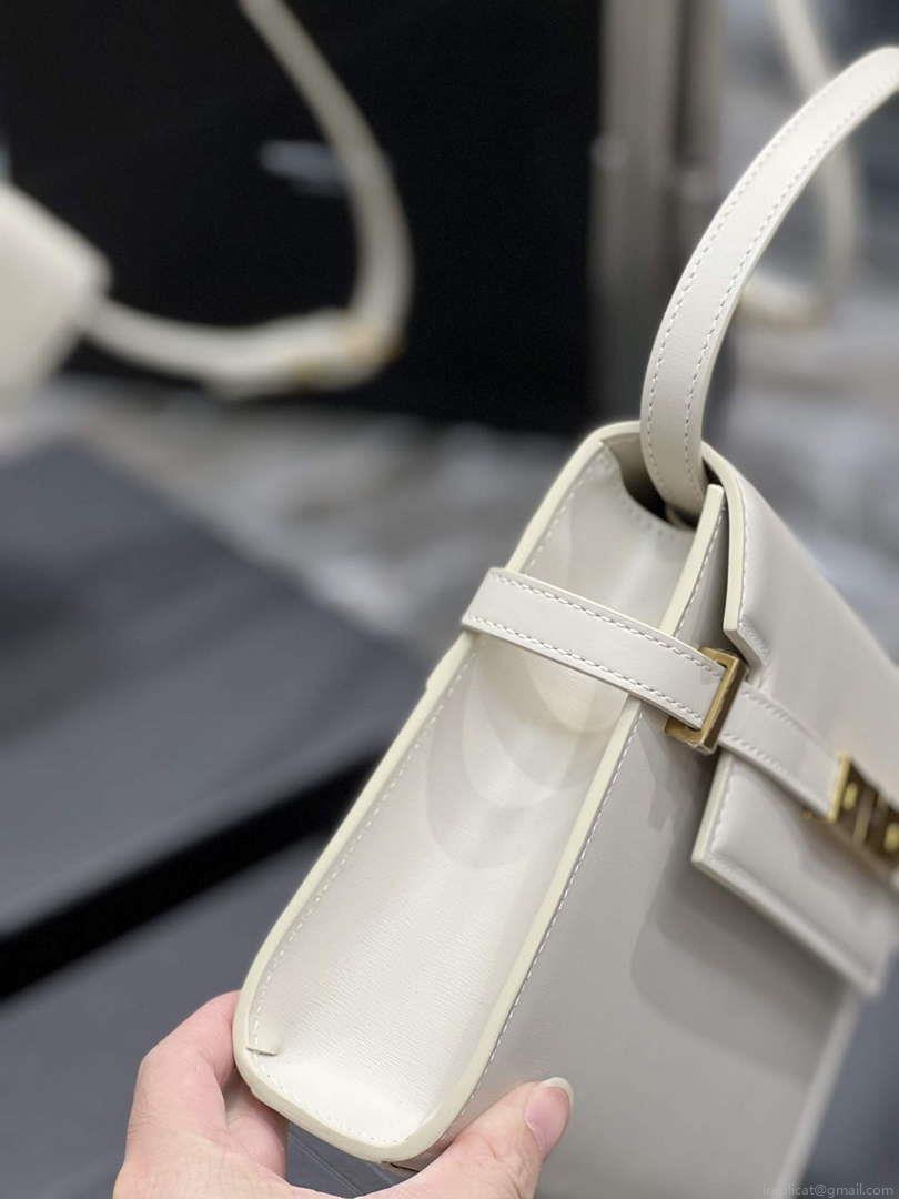 YSL 675626 Manhattan Small Shoulder Bag In Box Saint Laurent Leather White