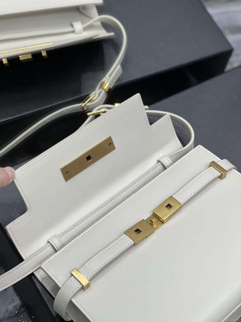 YSL 675626 Manhattan Small Shoulder Bag In Box Saint Laurent Leather White