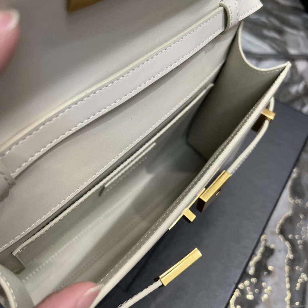YSL 675626 Manhattan Small Shoulder Bag In Box Saint Laurent Leather White