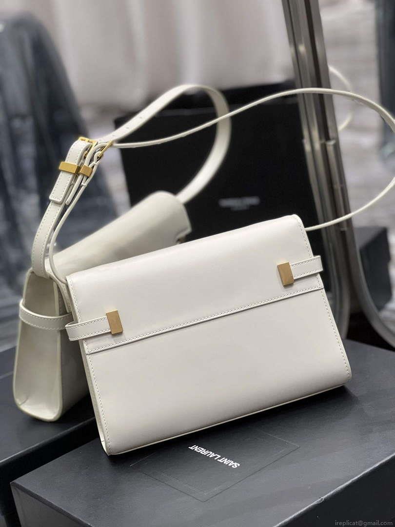 YSL 675626 Manhattan Small Shoulder Bag In Box Saint Laurent Leather White