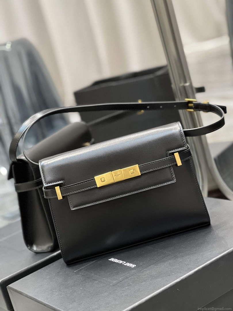 YSL 675626 Manhattan Small Shoulder Bag In Box Saint Laurent Leather Black