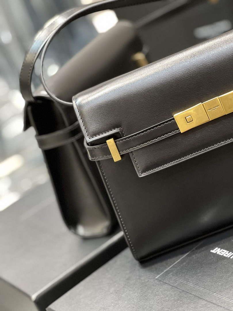 YSL 675626 Manhattan Small Shoulder Bag In Box Saint Laurent Leather Black